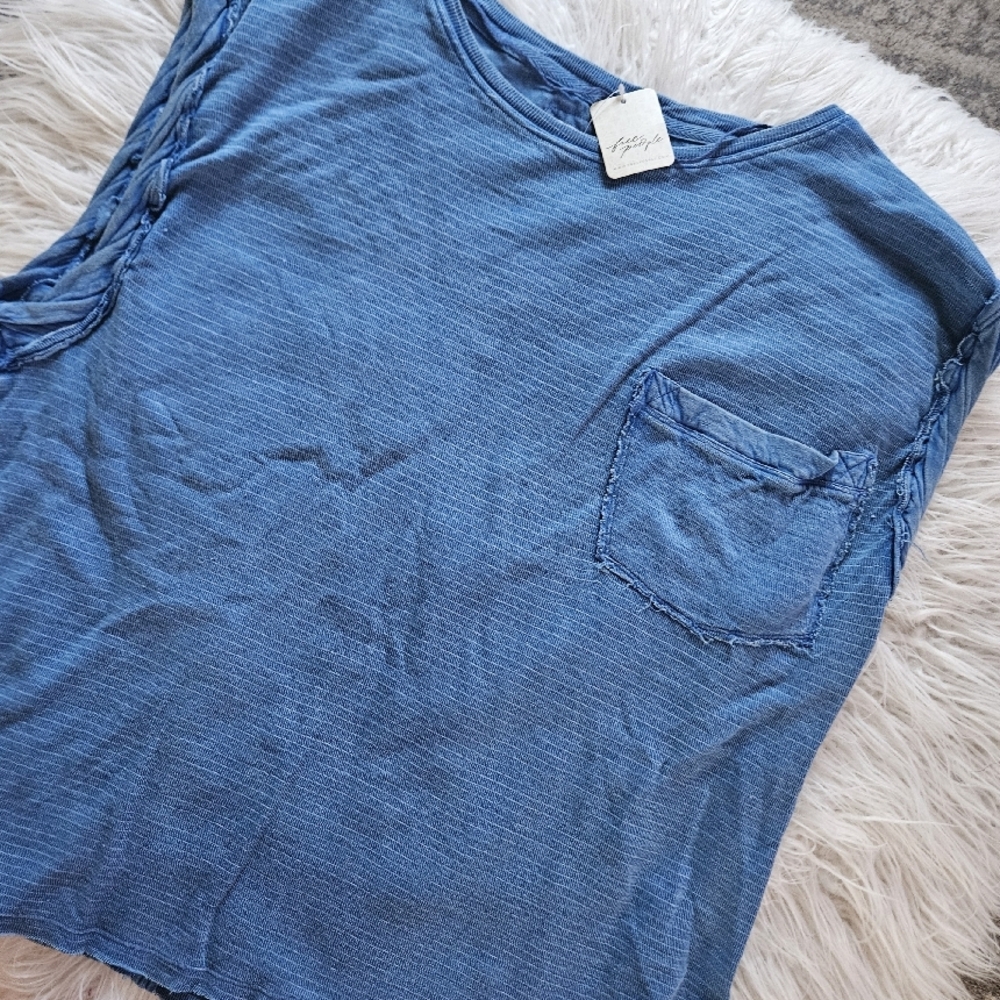 Blue Short Sleeve Top with Pocket